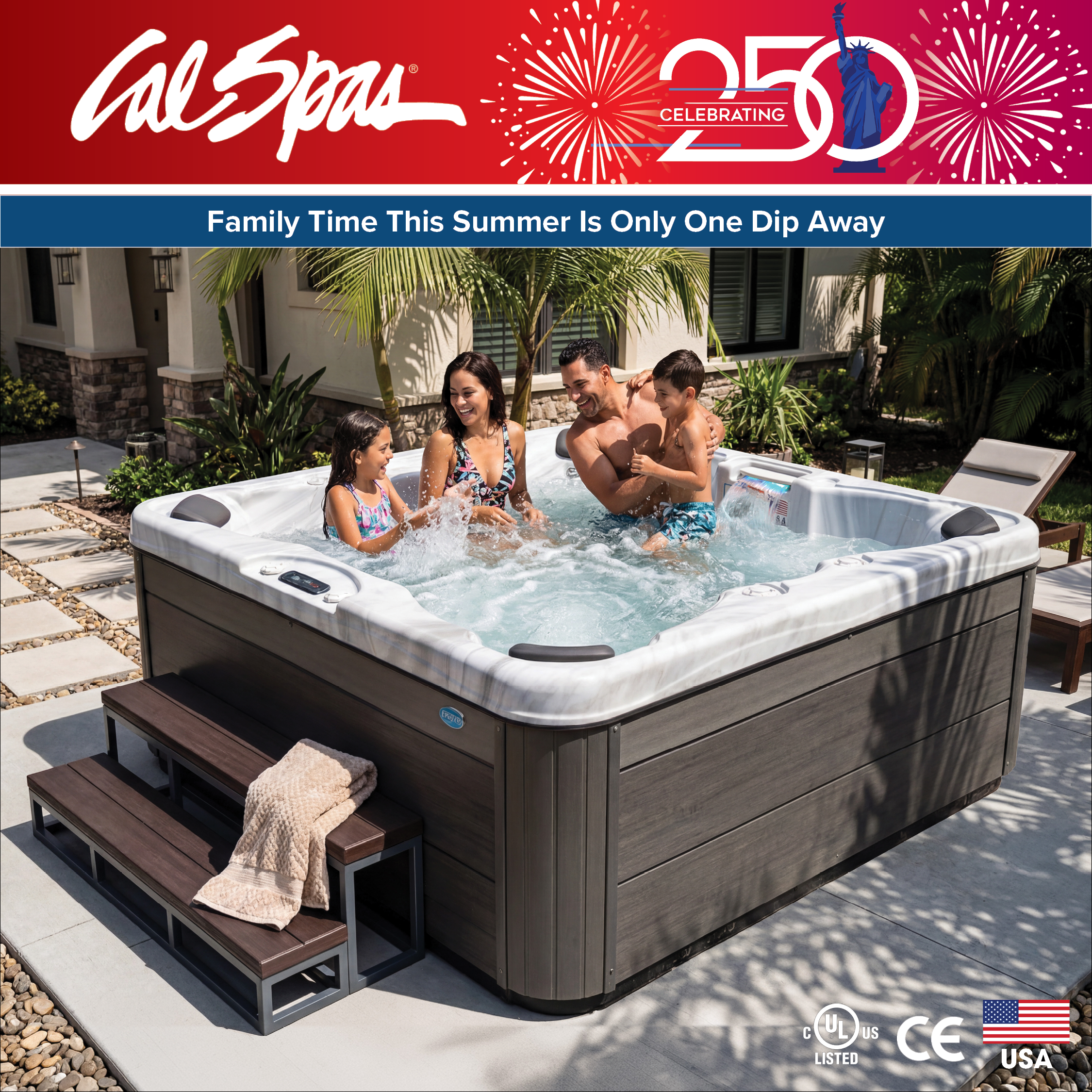 Calspas hot tub being used in a family setting - Lebanon